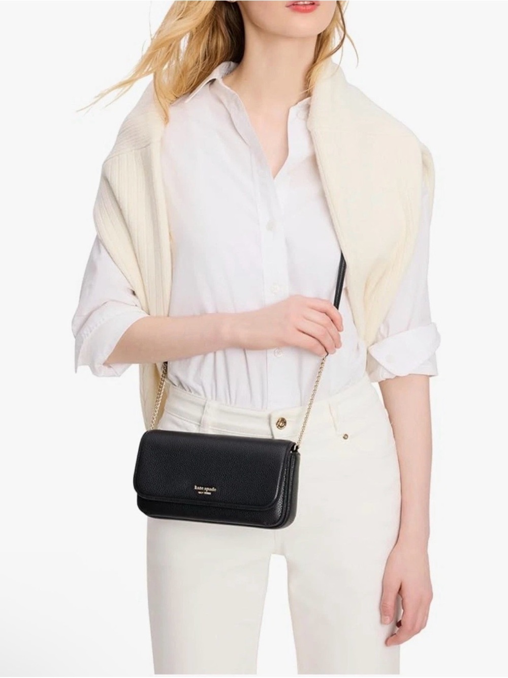 kate spade Black Leather Chain Strap Crossbody